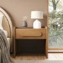 Wide Dark Wood 1 Drawer Bedside Table - Margot 