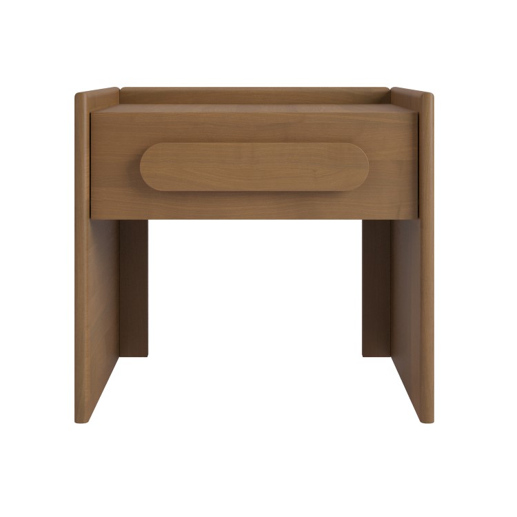 Wide Dark Wood 1 Drawer Bedside Table - Margot 