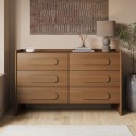 MGO005 Wide Dark Wood 6 Drawer Chest of Drawers - Margot