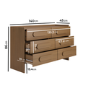 Wide Dark Wood Chest of 6 Drawers - Margot 