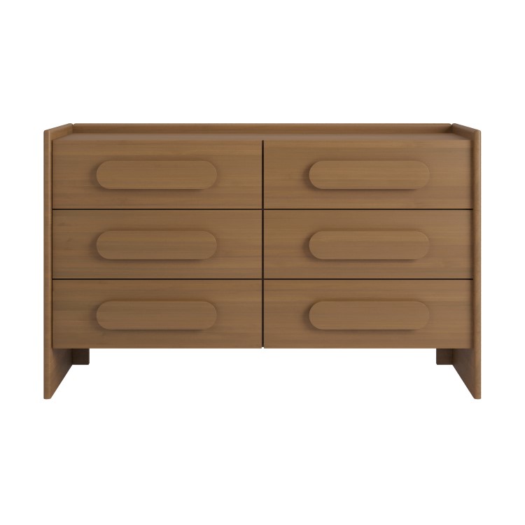 Wide Dark Wood Chest of 6 Drawers - Margot 
