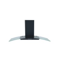 Montpellier MHE900LBK 90cm Curved Glass Chimney Hood - Black