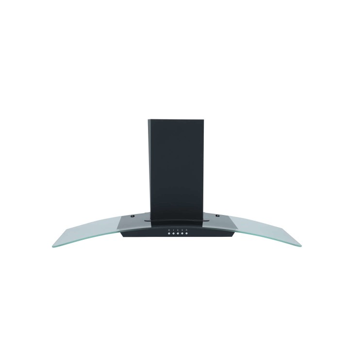 Montpellier MHE900LBK 90cm Curved Glass Chimney Hood - Black