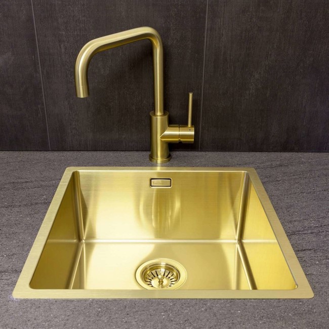 Single Bowl Gold Stainless Steel Kitchen Sink - Reginox Miami