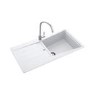 Single Bowl Inset White Granite Kitchen Sink with Reversible Drainer - Rangemaster Mica 1000mm