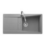 Single Bowl Inset Grey Granite Kitchen Sink with Reversible Drainer - Rangemaster Mica 1000mm
