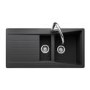 1.5 Bowl Inset Black Granite Kitchen Sink with Reversible Drainer - Rangemaster Mica