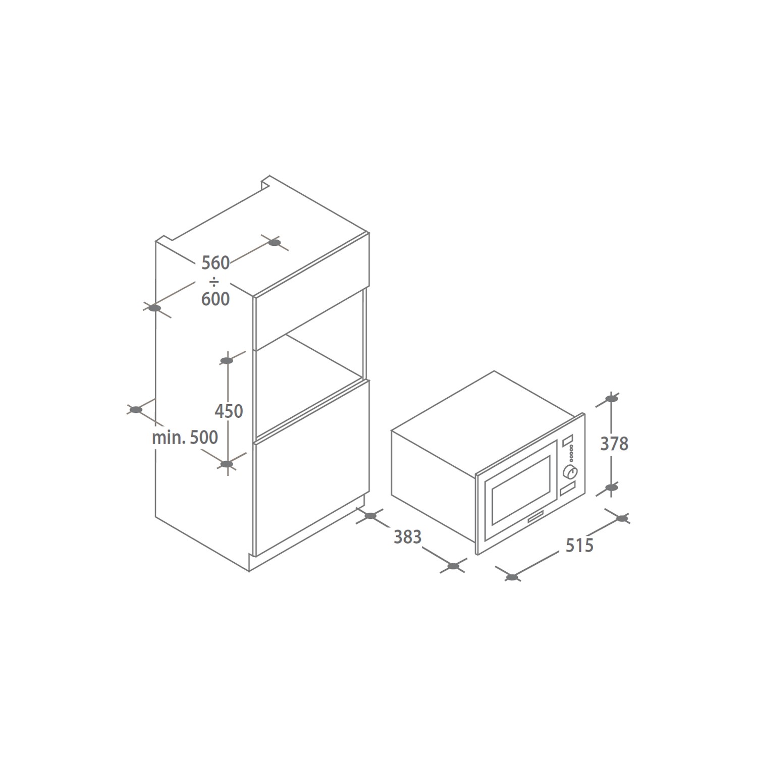 Refurbished Candy MIC25GDFX80 Built In 25L with Grill 900W Microwave