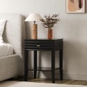 MID002 Black Bedside Table with Drawer and Shelf - Midori