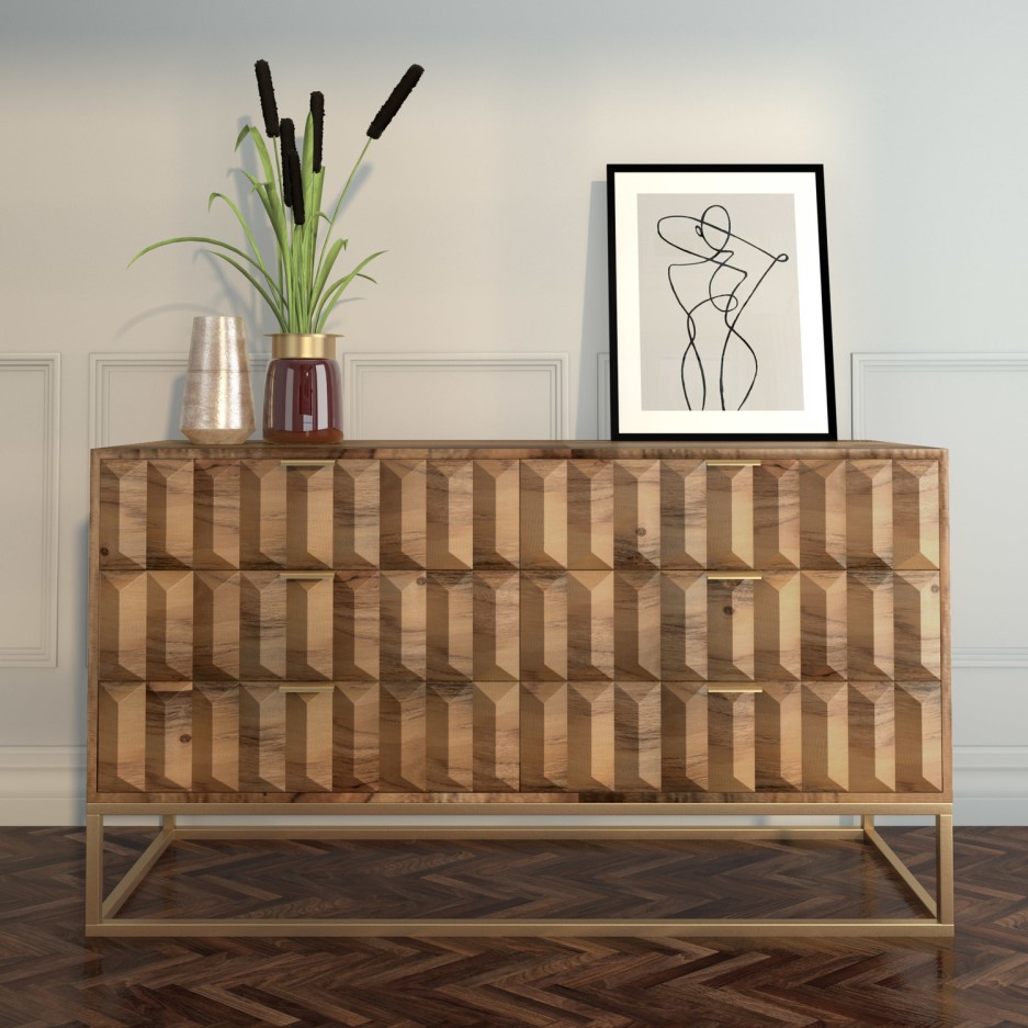 Miller Solid Mango Wood Chest of Drawers 6 Drawers BuyItDirect.ie