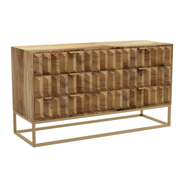 Miller Solid Mango Wood Chest of Drawers - 6 Drawers