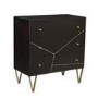 Mika 3 Drawer Dark Brown Chest of Drawers with Brass Inlay