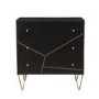 Mika 3 Drawer Dark Brown Chest of Drawers with Brass Inlay