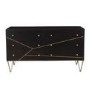 Mika Wide Dark Brown Chest of Drawers with Brass Inlay - 6 Drawers