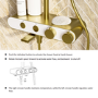 GRADE A1 - Brushed Brass Round Thermostatic 3 Outlet Mixer Shower Set with Bath Filler Spout  Push Buttons and Shelf- Mika
