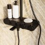ALMOST PERFECT - Black Round Thermostatic 3 Outlet Mixer Shower Set with Bath Filler Spout Push Buttons and Shelf- Mika