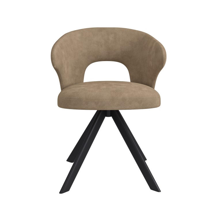 Set of 2 Beige Faux Leather Swivel Dining Chairs - Mila