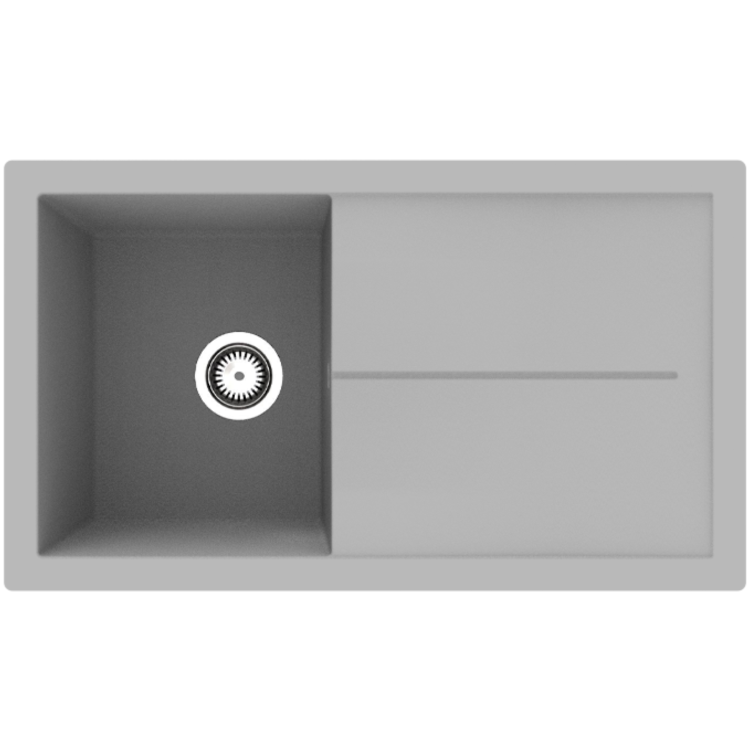 Rocklite Milton Single Bowl Inset Grey Composite Kitchen Sink with Reversible Drainer