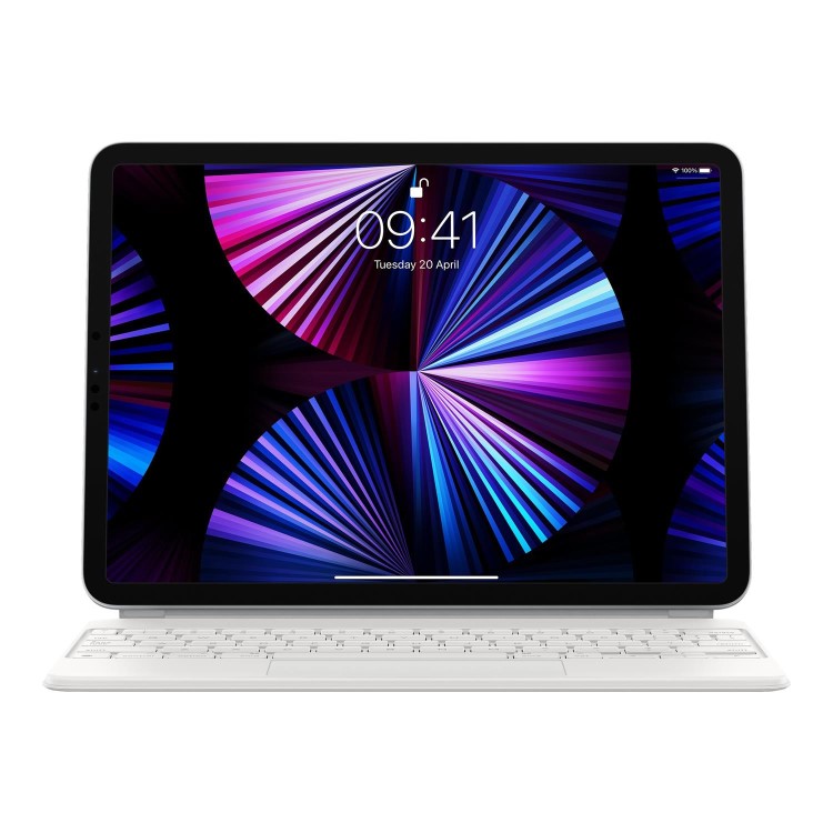 Refurbished Apple MJQJ3B/A Magic Keyboard - GRADE A1 - Apple Magic Keyboard - Keyboard and folio case - with trackpad - backlit - Apple Smart connector - QWERTY - UK - white - for 11-inch iPad Pro 1st