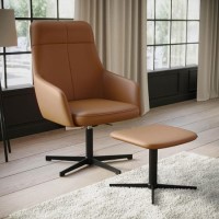 Tan Faux Leather Recliner Swivel Office Chair with Footrest - Mila Tan Faux Leather Recliner Swivel Office Chair with Footrest - Mila
