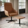 Tan Faux Leather Recliner Swivel Office Chair with Footrest - Mila