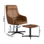 Tan Faux Leather Recliner Swivel Office Chair with Footrest - Mila