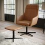 Tan Faux Leather Recliner Swivel Office Chair with Footrest - Mila