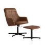 Tan Faux Leather Recliner Swivel Office Chair with Footrest - Mila