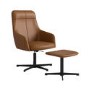 Tan Faux Leather Recliner Swivel Office Chair with Footrest - Mila