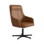Tan Faux Leather Recliner Swivel Office Chair with Footrest - Mila