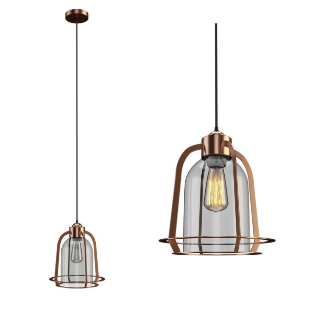 Copper and Glass Dome Pendant Light - Industrial - Cortland