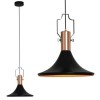 GRADE A1 - Matte Black Industrial Pendant Light with Copper Inlay - Jefferson