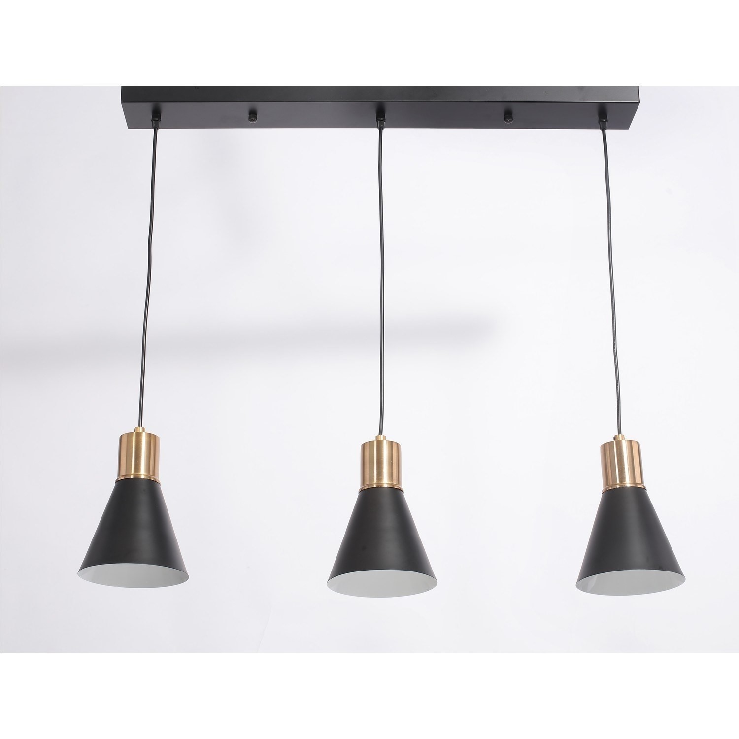 Ceiling Bar Light with 3 Matte Black Pendants & Gold Tops BuyItDirect.ie