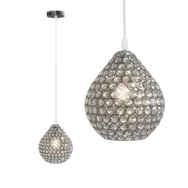 Crystal Pear Drop Pendant Light in Chrome - Scarsdale