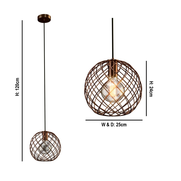 Copper Basket Pendant Light - Metal