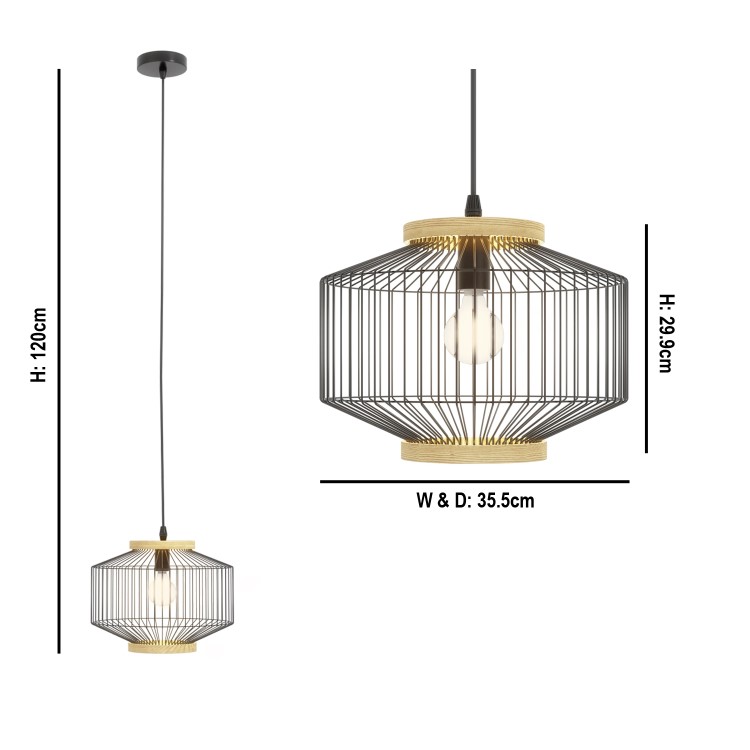 Black Metal Cage Pendant Light - Woodbury