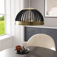 Black Dome Pendant Light with Gold Finish - Mayfield