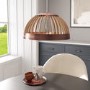 Wood Dome Pendant Light with Copper Finish - Mayfield