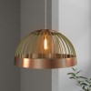 Wood Dome Pendant Light with Copper Finish - Mayfield