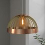 Wood Dome Pendant Light with Copper Finish - Mayfield