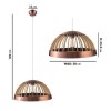 Wood Dome Pendant Light with Copper Finish - Mayfield