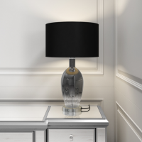 Black & Smoked Glass Table Lamp - Bloomfield