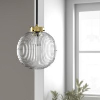 Ribbed Round Lantern Pendant Light with Brass Finish - Georgia
