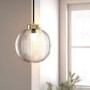 Ribbed Round Lantern Pendant Light with Brass Finish - Georgia