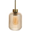 Smoked Ribbed Glass Pendant Light with Gold Finish - Lawrence