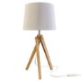 White Shade Wooden Tripod Table Lamp - Whenby