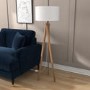 Wooden Tripod Standing Floor Lamp with White Shade - Whenby