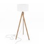 Wooden Tripod Standing Floor Lamp with White Shade - Whenby