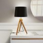 Black Shade Wooden Tripod Table Lamp - Whenby