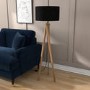 Black Shade Wooden Tripod Floor Lamp - Whenby